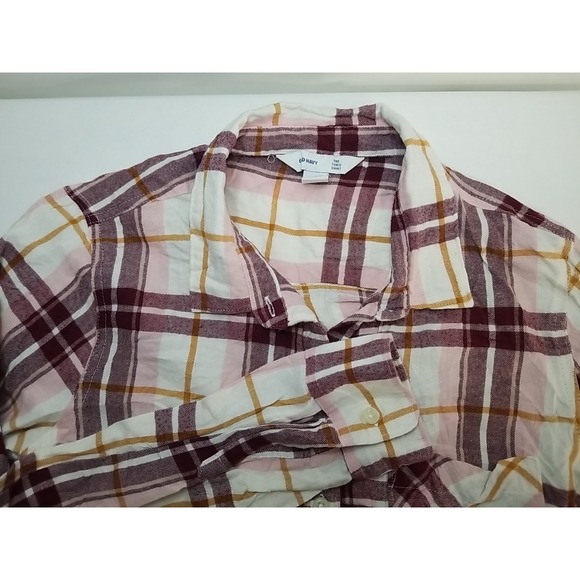 Old Navy Tops - Old Navy Flannel Plaid Tunic‎ Long Sleeve Button Up Shirt Womens L Large